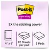 Post-It Pad, Post-It 4"X6", Canary, Yellow, PK5 6605SSCY
